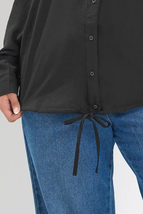 Yours Curve Black Utility Long Sleeve Shirt - 16 Image 5