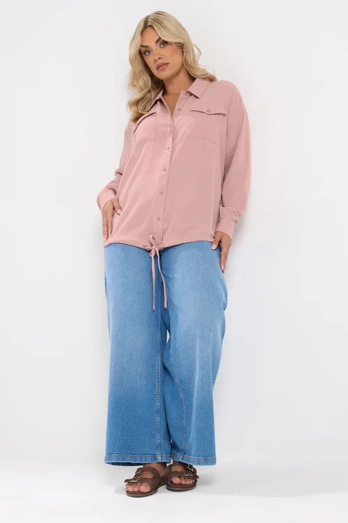 Yours Curve Pink Utility Long Sleeve Shirt - 22-24 Image 3