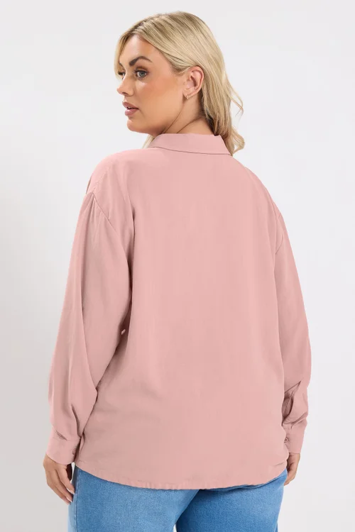 Yours Curve Pink Utility Long Sleeve Shirt - 22-24 Image 4