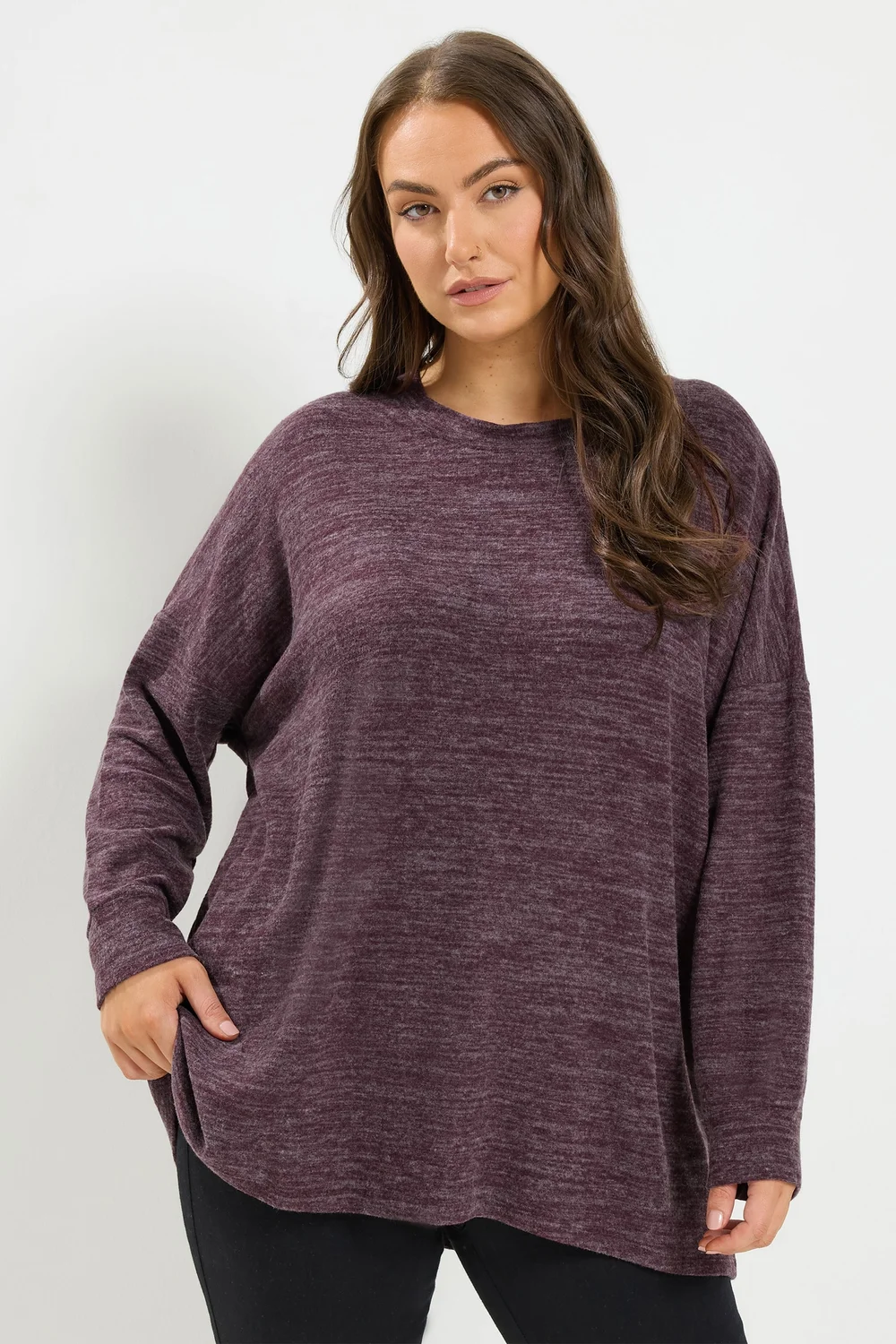 Yours Curve Purple Soft Touch Long Sleeve Jumper - 26-28 Image 1