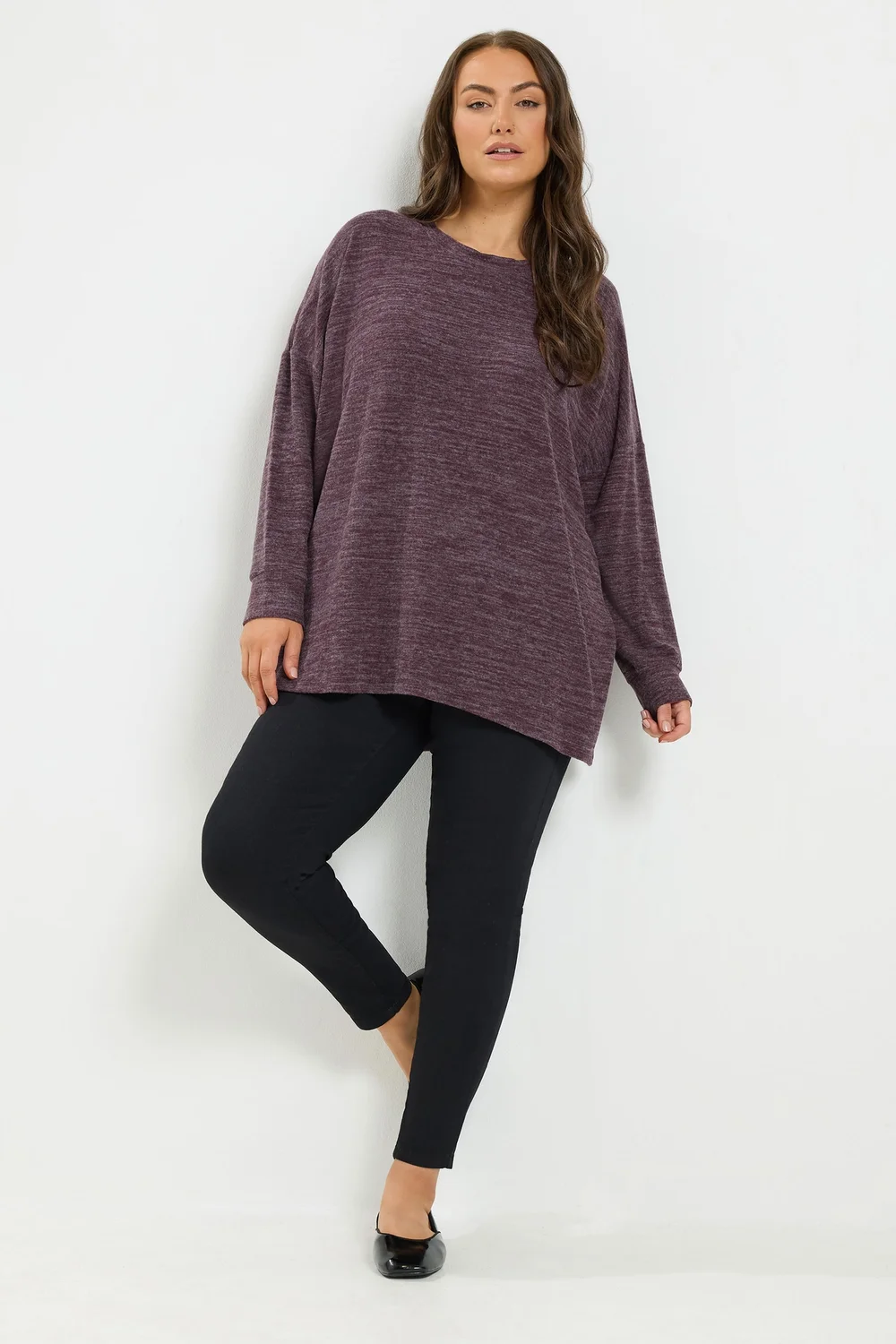 Yours Curve Purple Soft Touch Long Sleeve Jumper - 26-28 Image 2