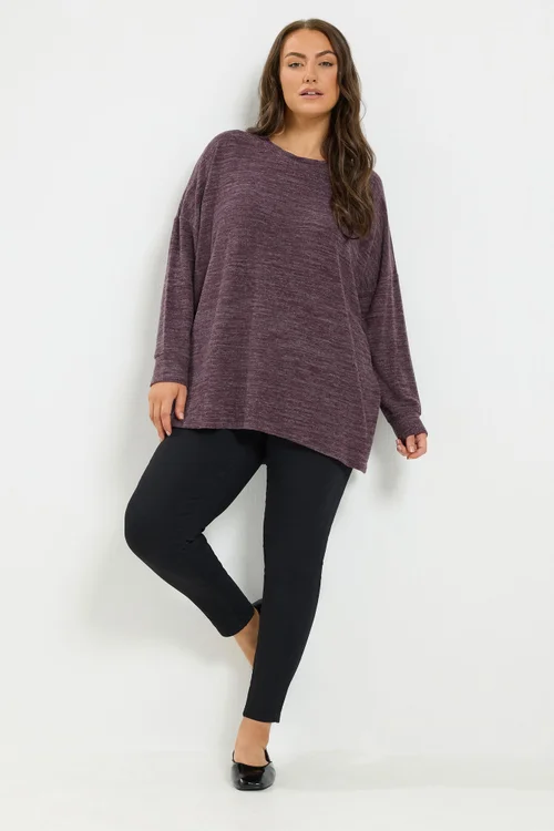 Yours Curve Purple Soft Touch Long Sleeve Jumper - 26-28 Image 2
