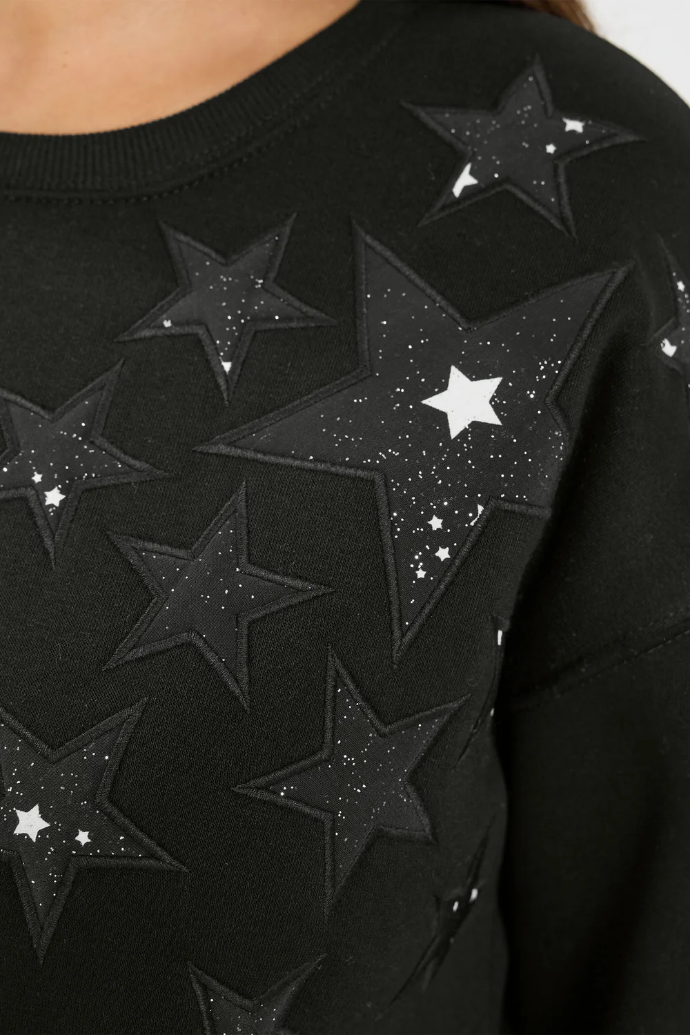 Yours Curve Black Star Long Sleeve Sweatshirt - 26-28 Image 4