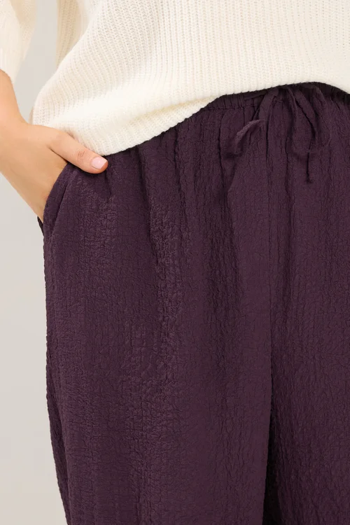 Yours Curve Purple Texture Wide Leg Trousers - 18/L30 Image 4