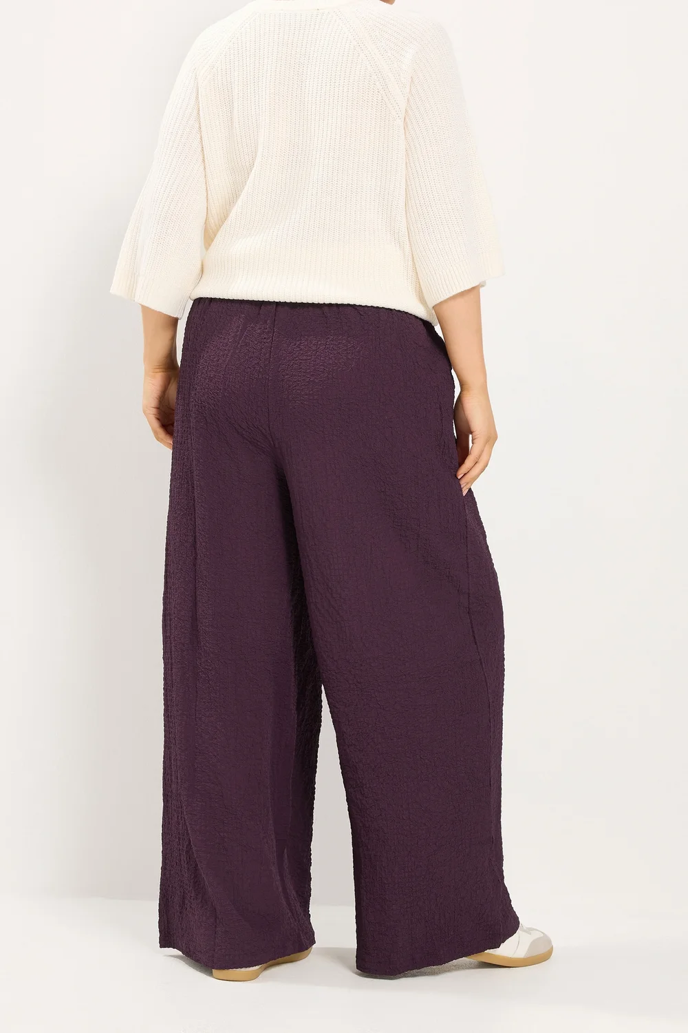 Yours Curve Purple Texture Wide Leg Trousers - 18/L30 Image 3