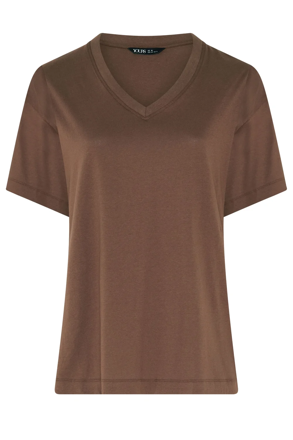 Yours Curve Chocolate Brown V-Neck Longline T-Shirt - 22-24 Image 5