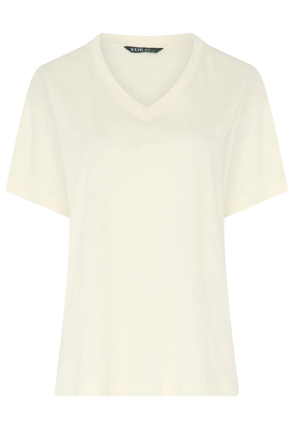 Yours Curve Ivory White V-neckline Longline T-Shirt - 18 Image 5