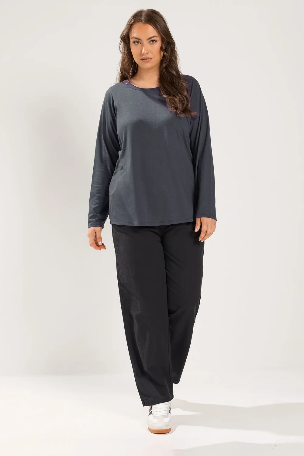 Yours 2 Pack Curve Grey & Blue Long Sleeve T-Shirts - 26-28 Image 2