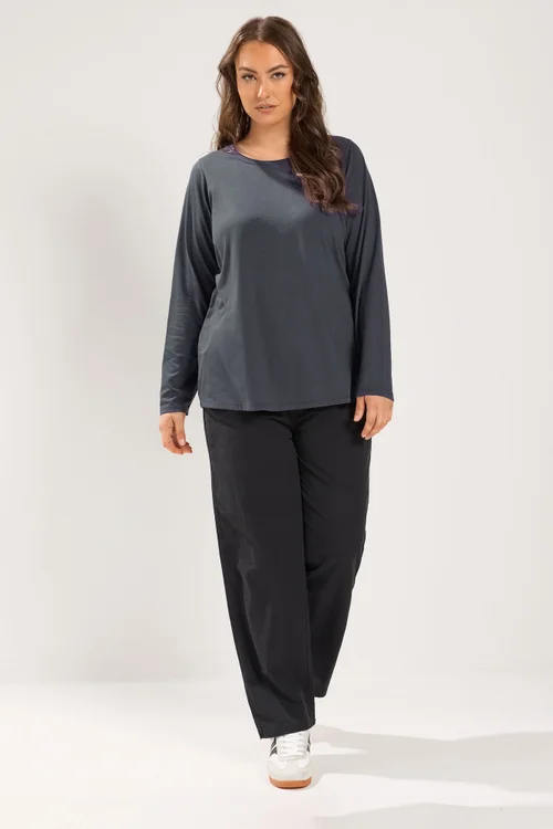Yours 2 Pack Curve Grey & Blue Long Sleeve T-Shirts - 26-28 Image 2