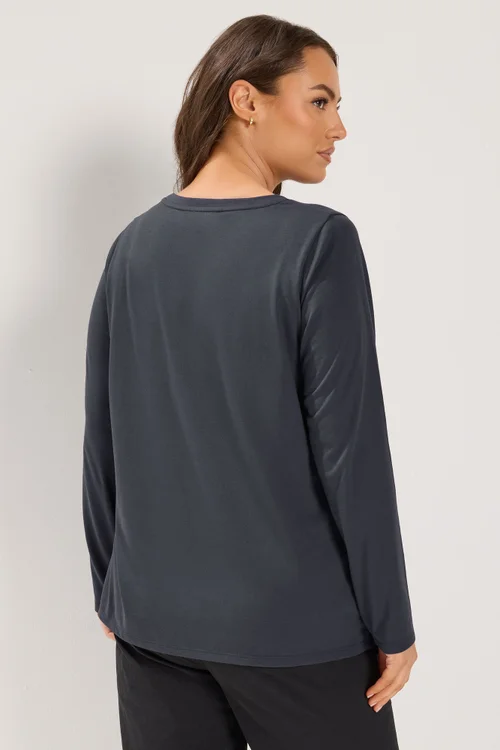 Yours 2 Pack Curve Grey & Blue Long Sleeve T-Shirts - 26-28 Image 4