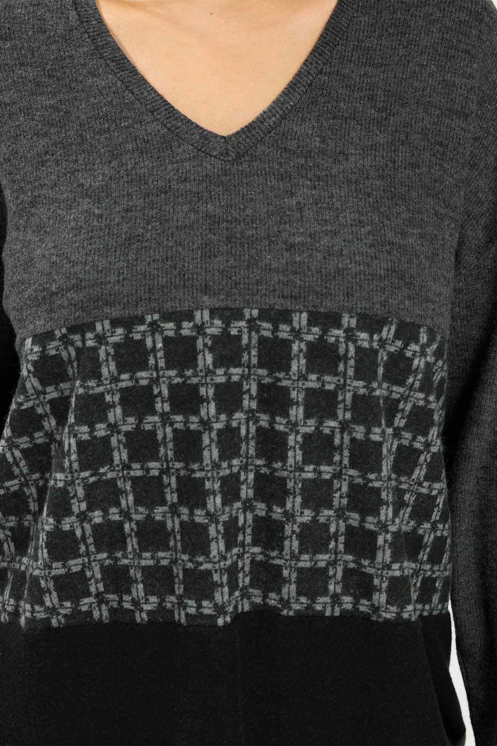 Yours Curve Grey Colourblock Soft Touch Top - 30-32 Image 4