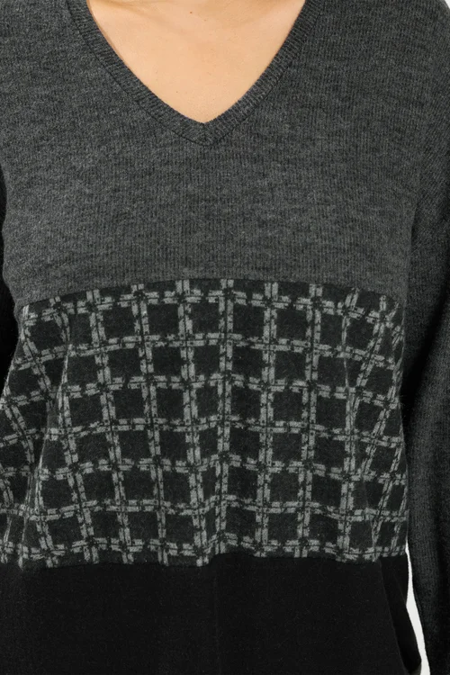 Yours Curve Grey Colourblock Soft Touch Top - 30-32 Image 4