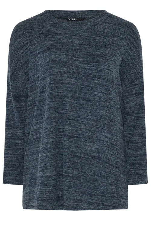 Yours Curve Blue Soft Touch Jumper - 30-32 Image 5