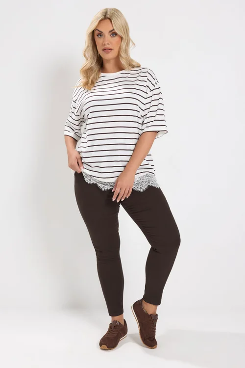 Yours Curve Chocolate Brown Pull On Grace Jeggings - 20 Image 2
