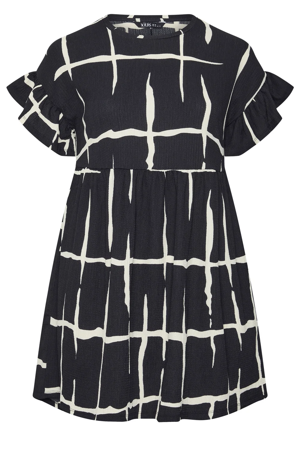 Yours Curve Black Abstract Print Frill Sleeve Mini Dress - 18 Image 5