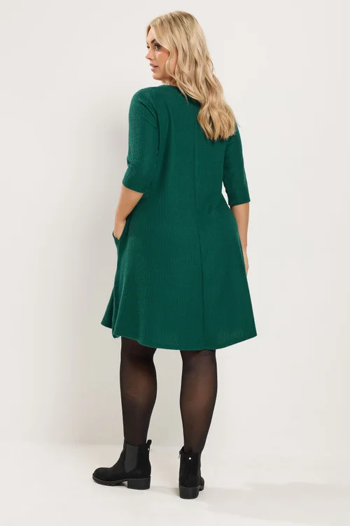 Yours Curve Green Drape Pocket Dress - 18 Image 4