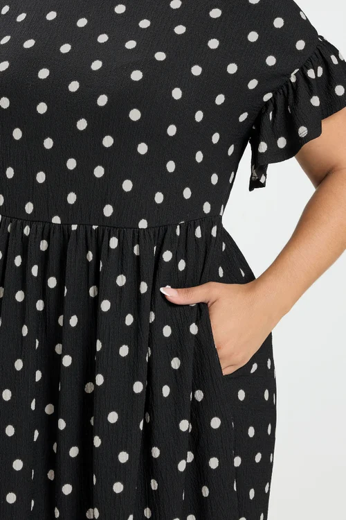 Yours Curve Black Polka Dot Maxi Dress - 22-24 Image 4