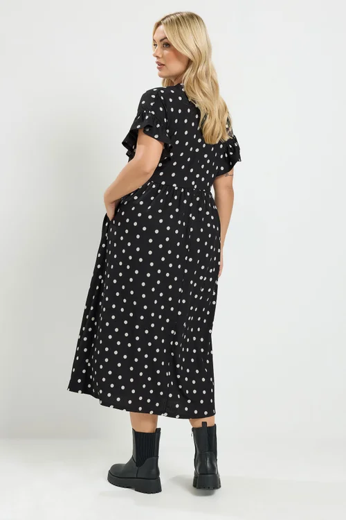 Yours Curve Black Polka Dot Maxi Dress - 22-24 Image 3