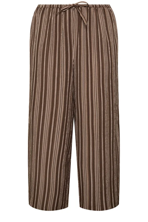 Yours Curve Chocolate Brown Stripe Trousers - 26-28/L30 Image 5