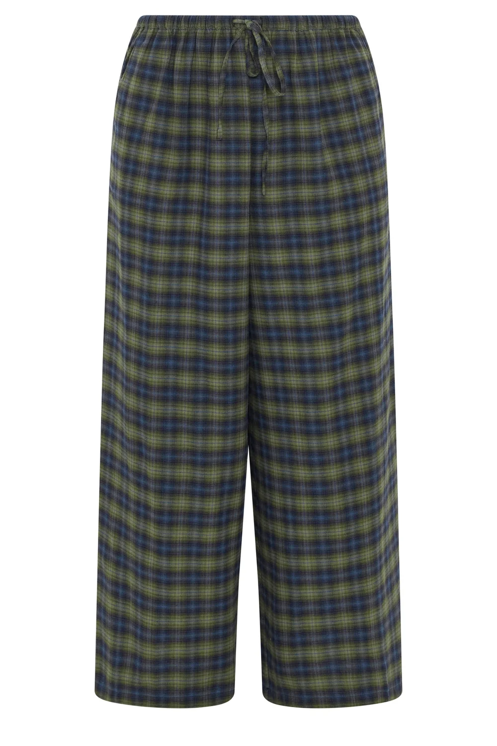 Yours Curve Green Check Wide Leg Woven Trousers - 20/L28 Image 5