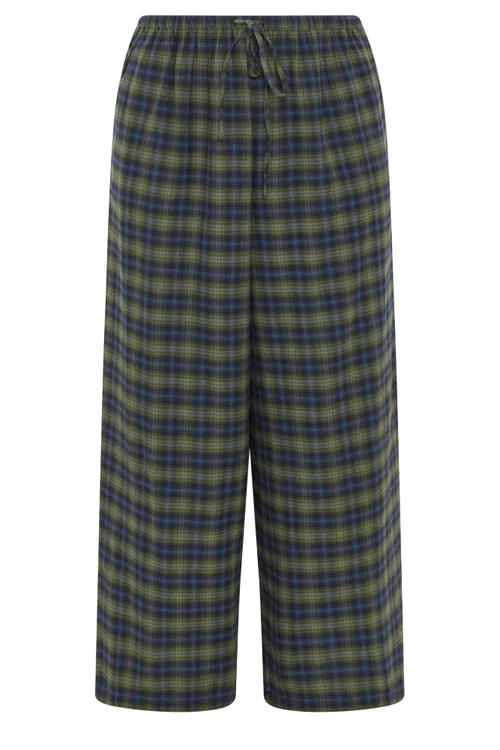 Yours Curve Green Check Wide Leg Woven Trousers - 20/L28 Image 5
