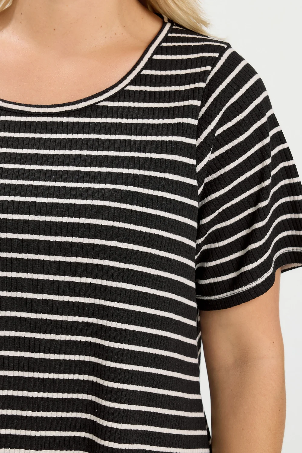 Yours Curve Black Stripe Ribbed Top - 22-24 Image 4