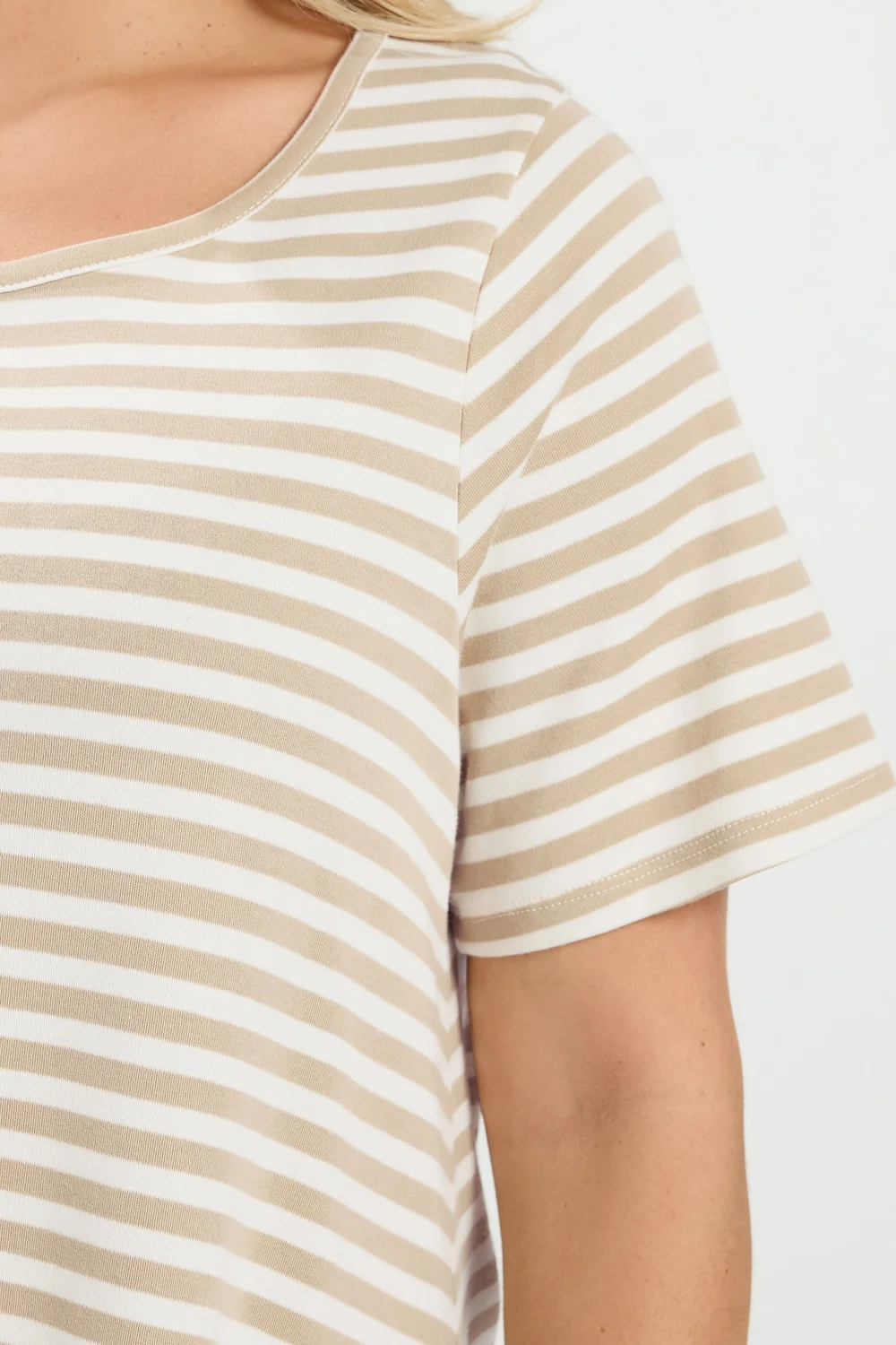 Yours Curve Natural Brown Stripe Top - 26-28 Image 4