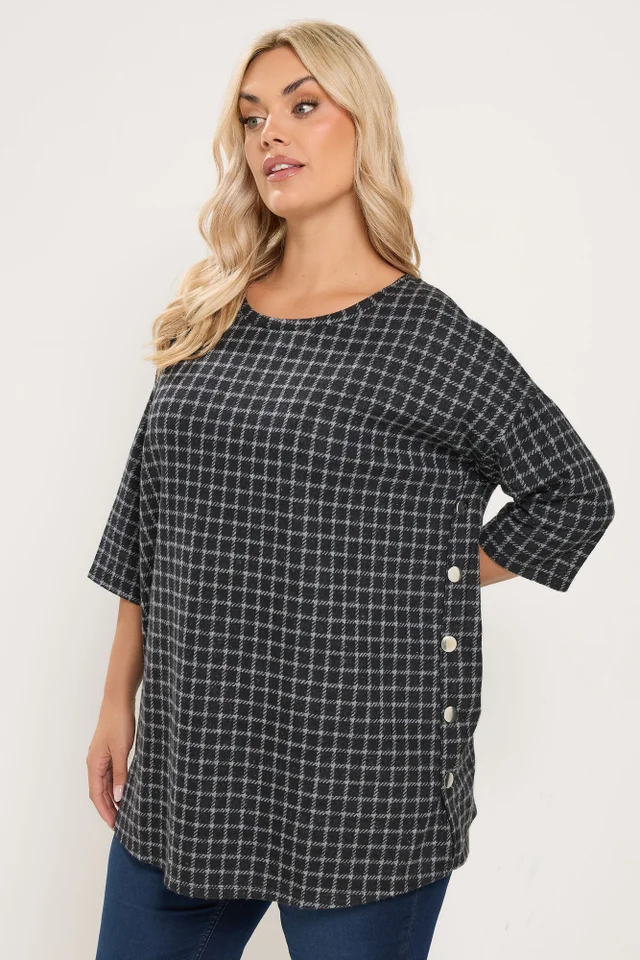 Yours Curve Black Checked Side Button Top