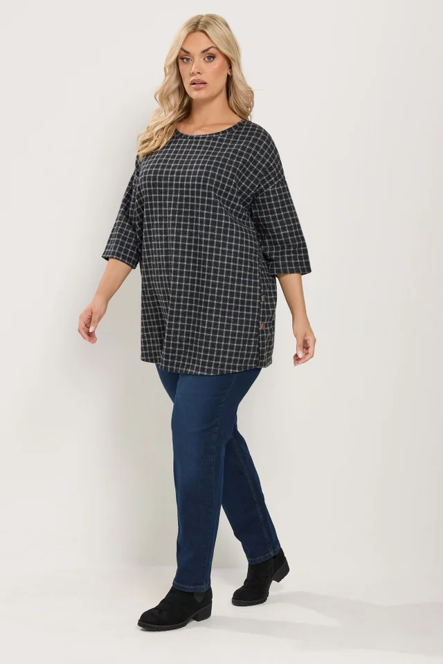 Yours Curve Black Checked Side Button Top