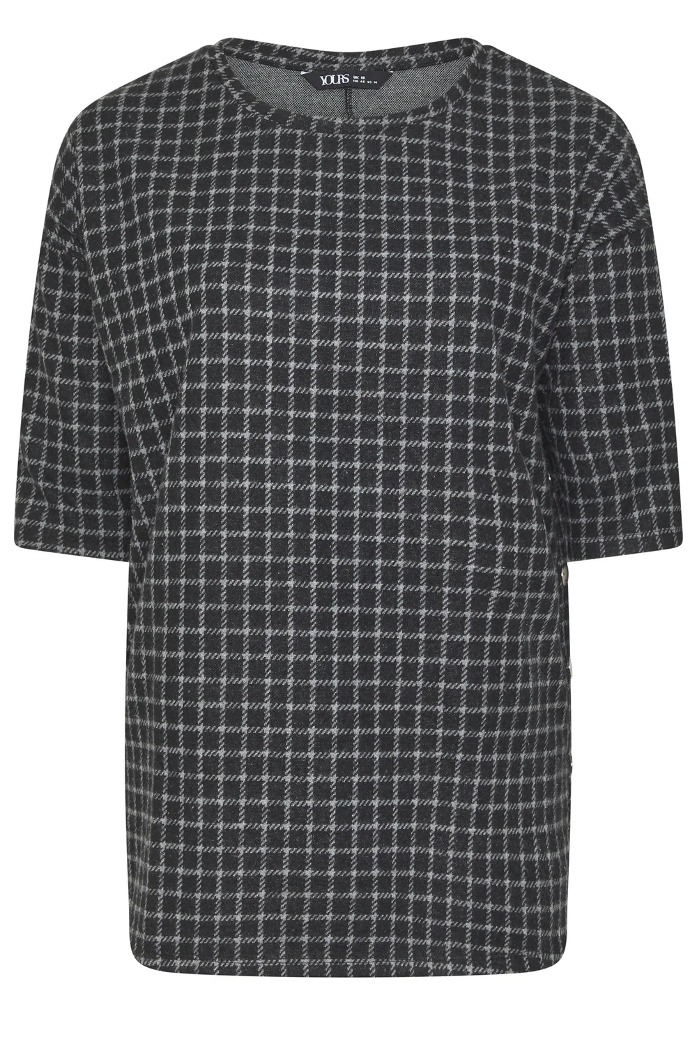 Yours Curve Black Checked Side Button Top - 22-24 Image 5
