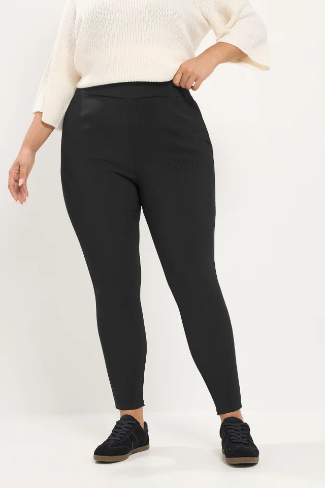 Yours Curve Black Rib Leggings