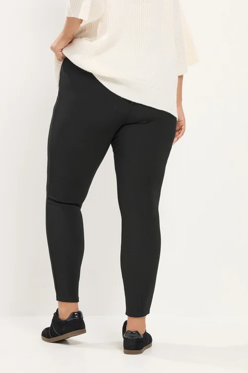 Yours Curve Black Rib Leggings - 22 Image 3