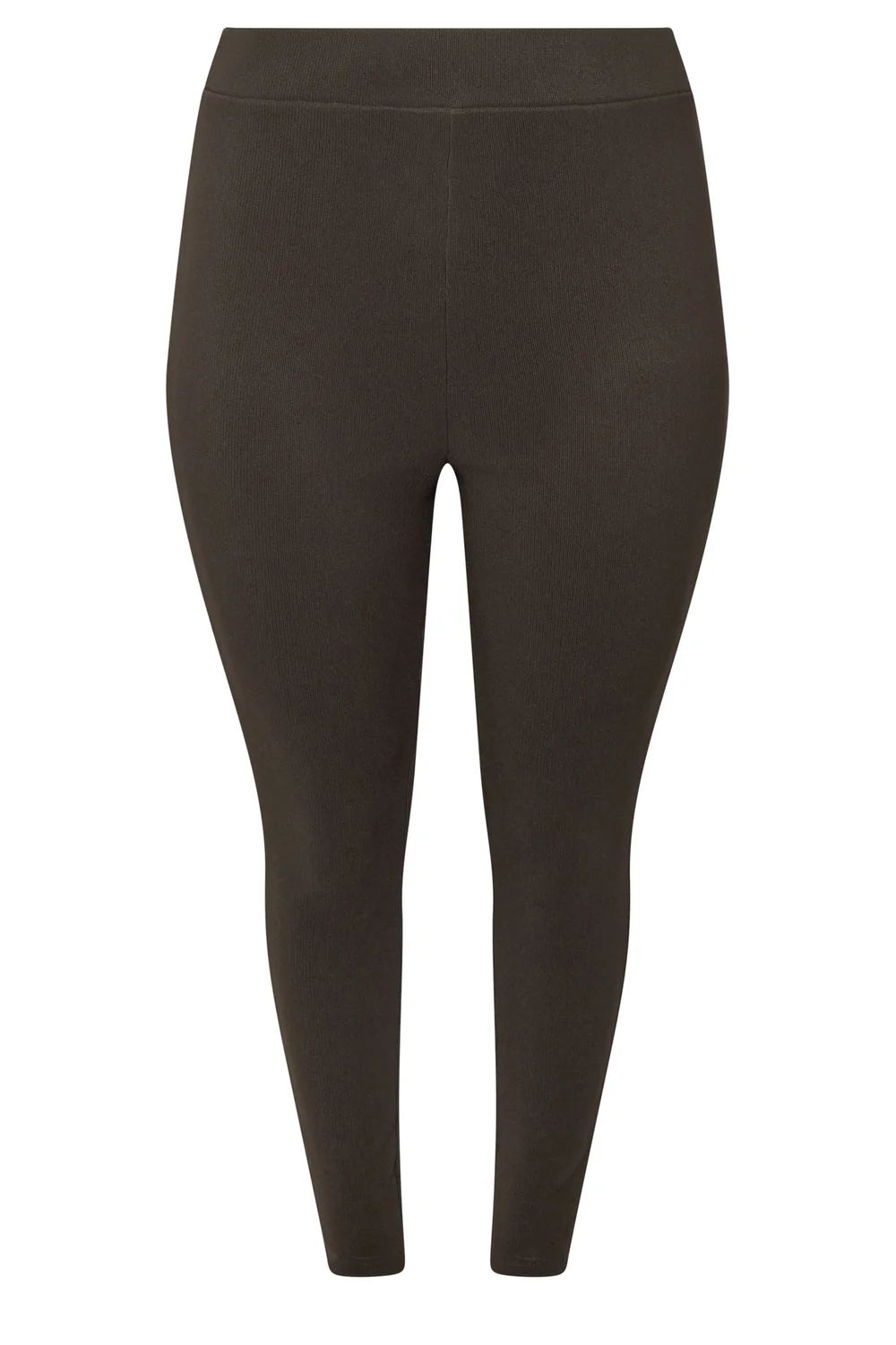 Yours Curve Chocolate Brown Rib Leggings - 30-32 Image 5