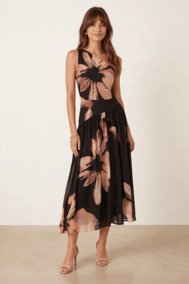 Style Cheat Jasmine One-Shoulder Midi Dress