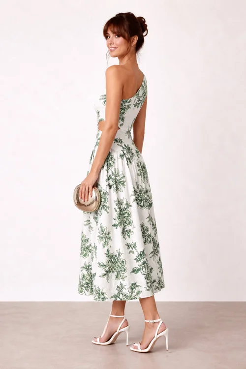 Style Cheat Jasmine Green Print Midi Dress - 10 Image 2