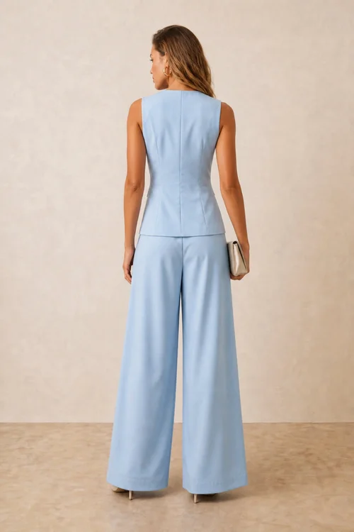 Style Cheat Pastel Blue Tailored Wide-Leg Trouser - 6 Image 2