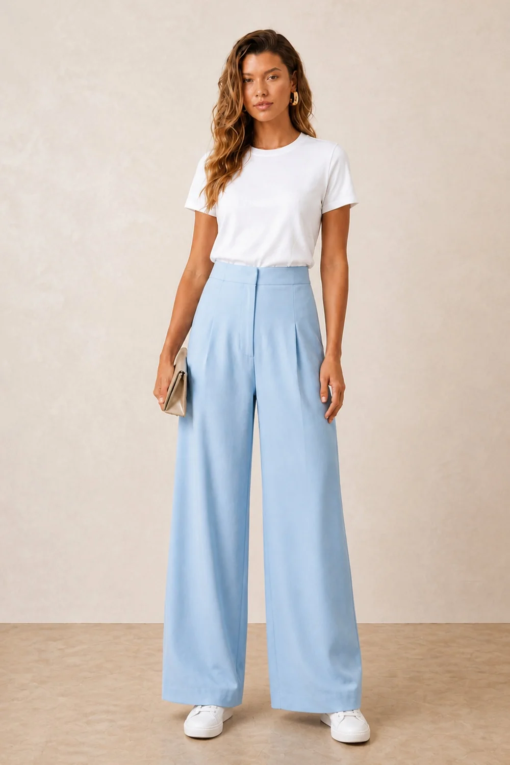 Style Cheat Pastel Blue Tailored Wide-Leg Trouser - 6 Image 1