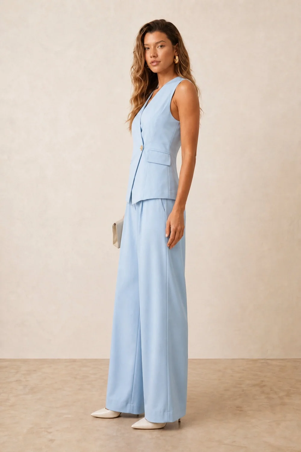 Style Cheat Pastel Blue Tailored Wide-Leg Trouser - 6 Image 3