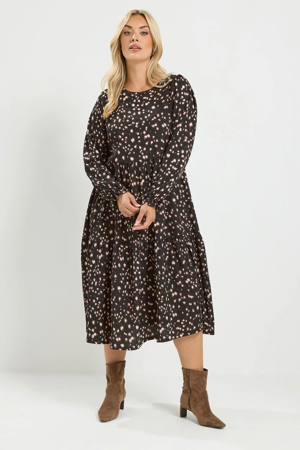 Yours Curve Brown Deer Print Maxi Dress - 30-32 Image 1