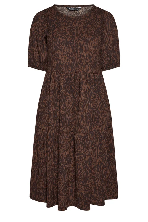 Yours Curve Brown Animal Print Dress - 14 Image 5