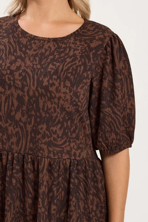 Yours Curve Brown Animal Print Dress - 14 Image 4