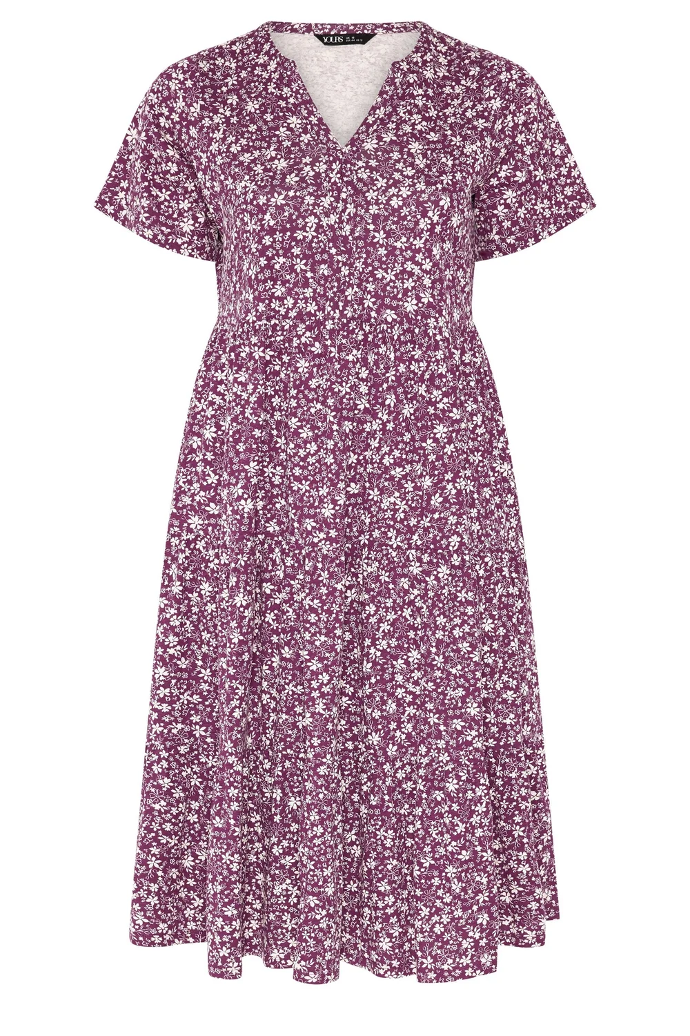 Yours Curve Purple Floral Tiered Dress - 22-24 Image 5