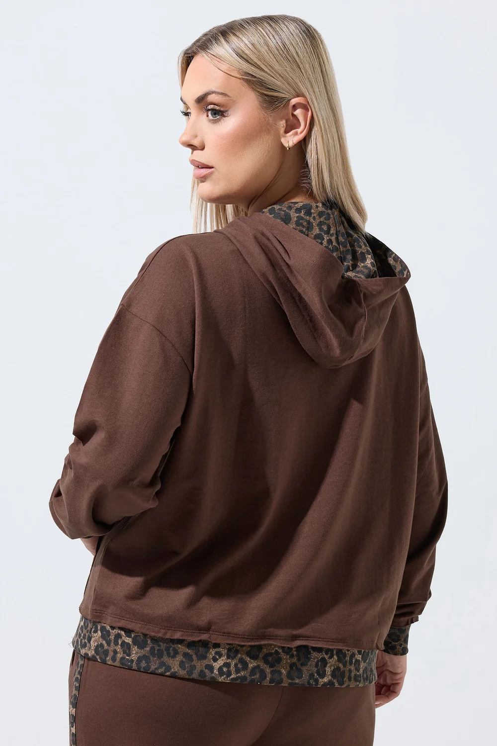 Yours Limited Collection Curve Brown Leopard Hoodie - 20 Image 3