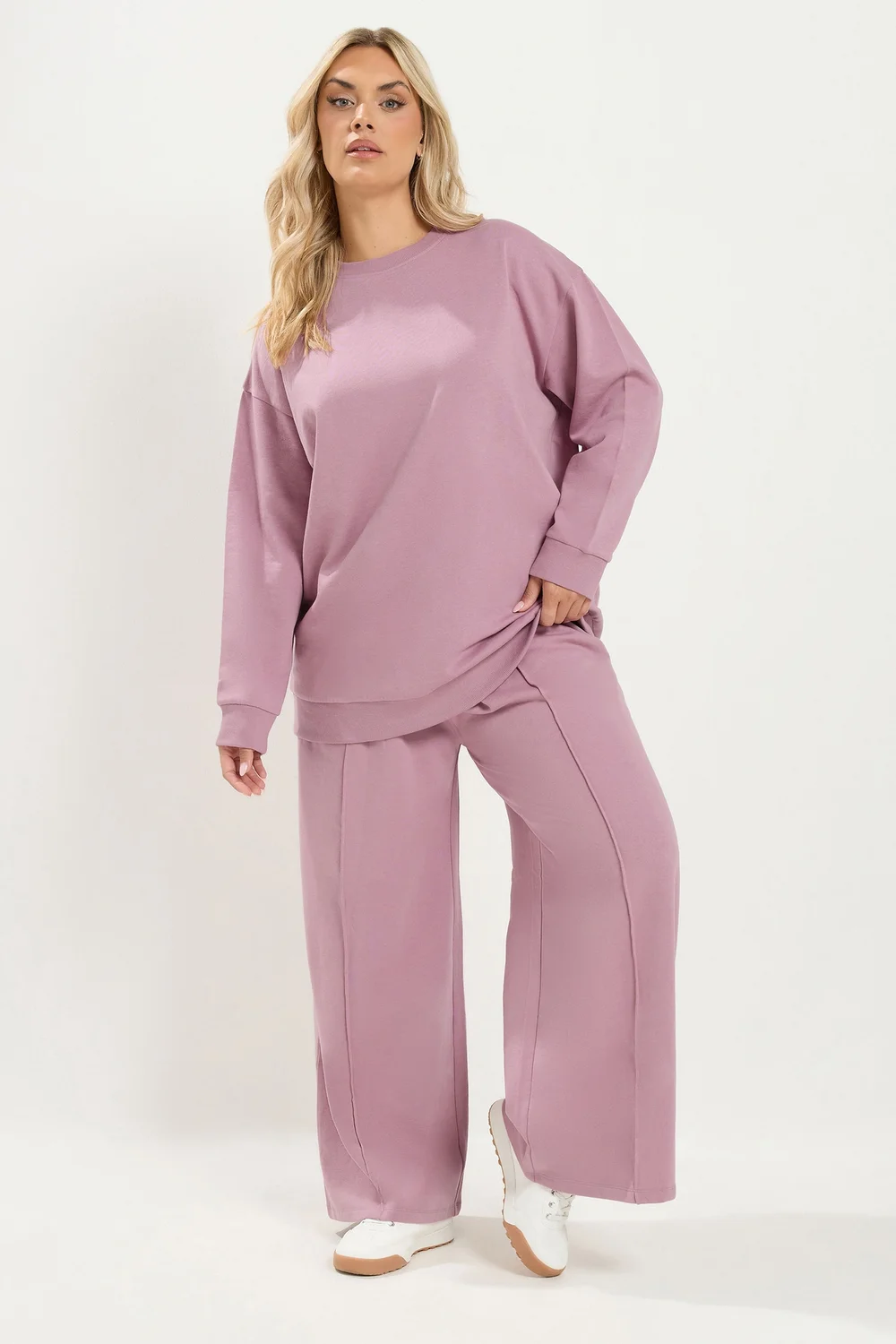 Yours Curve Pink Crew Neck Sweatshirt - 22-24 Image 1