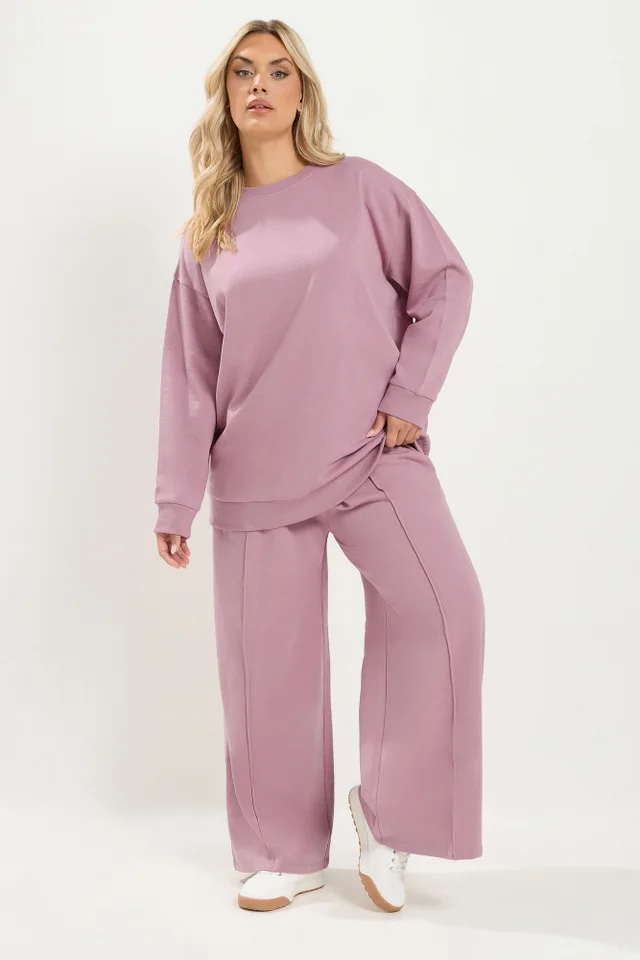 Yours Curve Pink Crew Neck Sweatshirt