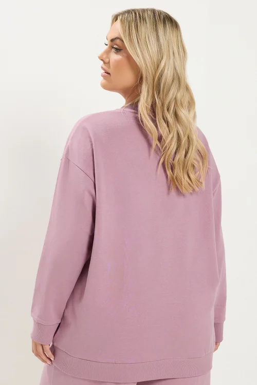 Yours Curve Pink Crew Neck Sweatshirt - 22-24 Image 3