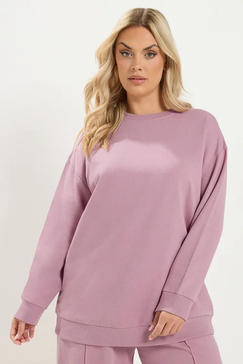 Yours Curve Pink Crew Neck Sweatshirt - 22-24 Image 2