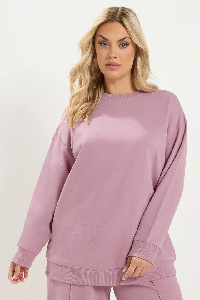 Yours Curve Pink Crew Neck Sweatshirt