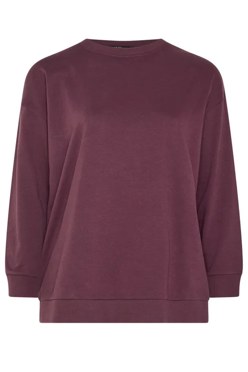 Yours Curve Burgundy Red Crew Neck Sweatshirt - 34-36 Image 5