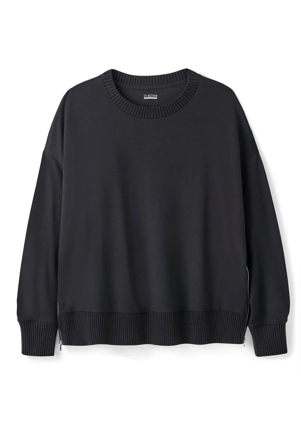 CT Active Black Longline Zip Hem Sweatshirt - XL Image 4